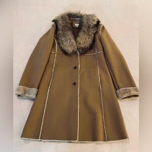 Cache’ Vintage Penny Lane Fur Trimmed Coat sz Medium